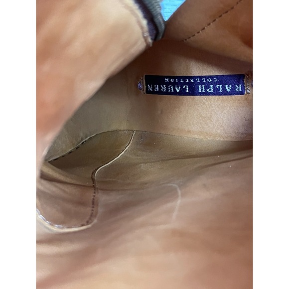 Ralph Lauren Purple‎ Label Italy Size 8B Tall Brown Leather/ Quilted Green Boots - Picture 14 of 16